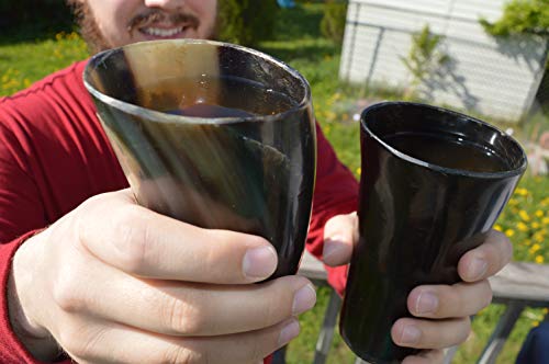 AleHorn Handmade Genuine Large Drinking Ox Horn Mead Cup Goblet Shotglass Tumbler Medieval Inspired Viking Drinking Vessel for Beer Ale Mead Food Safe Coating