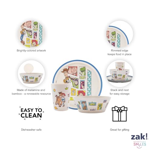 Image of Zak Designs Disney Toy Story Kids Dinnerware Plate Bowl & Tumbler, 3-Piece