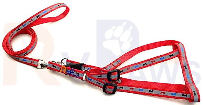 Woofy Adjustable 15 MM Reflected & Printed Nylon Harness & Leash Set for Small Dogs & Puppies (Red) (B0C3933SVM) Amazon Price History, Amazon Price Tracker