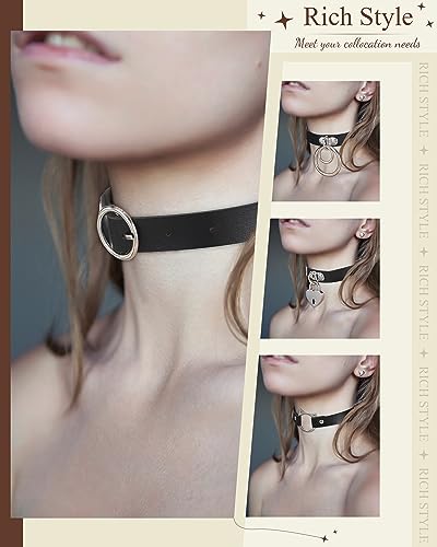 Sasylvia 20 Pcs Punk Leather Choker Necklaces Bulk Gothic Spiked Choker Set for Women Adjustable Black PU Leather Goth Studded Rock Necklaces Rivet Spike Halloween Costume Cosplay Accessories3