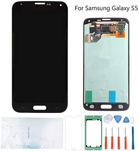 Screen Replacement for Samsung Galaxy S5 G900 i9600 G900A G900T G900V G900P LCD Glass Display Touch Digitizer Assembly Tools (Black)