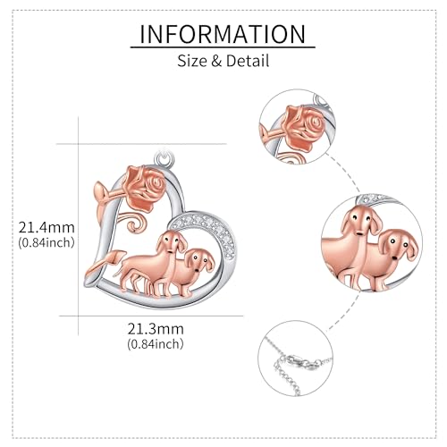 YAFEINI Highland Cow/Dachshund Necklace 925 Sterling Silver Cow/Dog Cute Animal Pendant Friendship Necklace for Women4