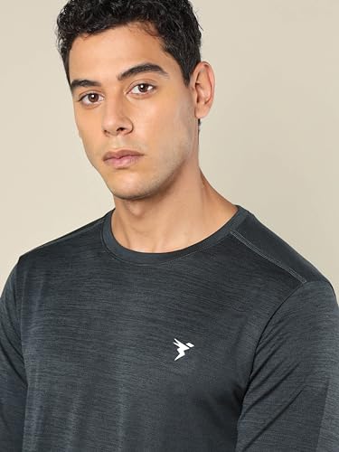 Image of TECHNOSPORT Men's Slim Fit Full Sleeve Round Neck T-Shirt, Double Cool Quick Dry Moisture Wicking Stretchable Sports Gym and Casual Wear