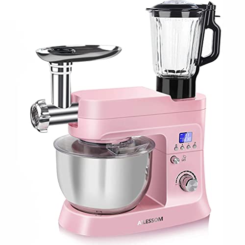 RXF Küchenmaschine,Knetmaschine,Teigmaschine,Mit Fleischwolf Und Saftmixer 6 in 1 800W Kippkopf Multifunktionaler Küchen…