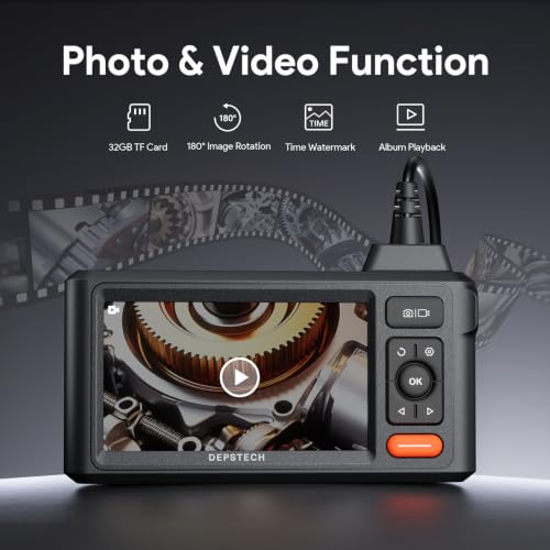 Image of DEPSTECH Inspection Endoscope Camera with Lights: Triple Lens 5 inch IPS Screen Snake Camera with 16.5FT Flexible Cable, Waterproof 1080P Industrial Borescope Tool for Auto, Wall, Sewer, Pipe, Mechanics