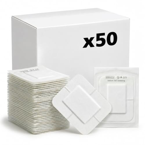 KMINA Apósitos Adhesivos Estériles e Hipoalergénicos 6x9 cm | 50 uds, Tejido no Tejido sin Látex, con Almohadilla Absorbente, para Heridas, Uso Clínico Hospitalario y Domiciliario