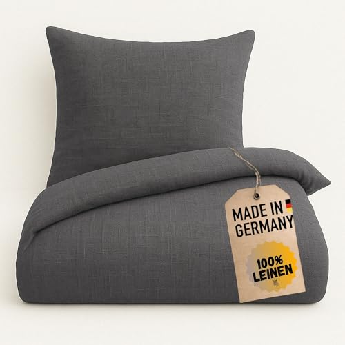 chambry Premium Bettwäsche 100 % Leinen - handgefertigt in Deutschland - atmungsaktiv temperaturausgleichend bügelfrei - Bettbezug 135x200cm +...