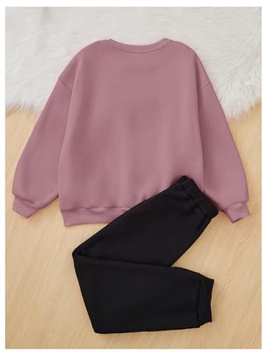 OYOANGLE Girl's Sweatsuit Set 2 Piece Heart Print Long Sleeve Sweatshirts and Joggers Sweatpants Tracksuit2