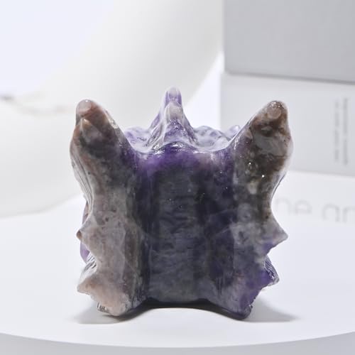Estatua de calavera de cristal talla dragón 6" miniatura 5