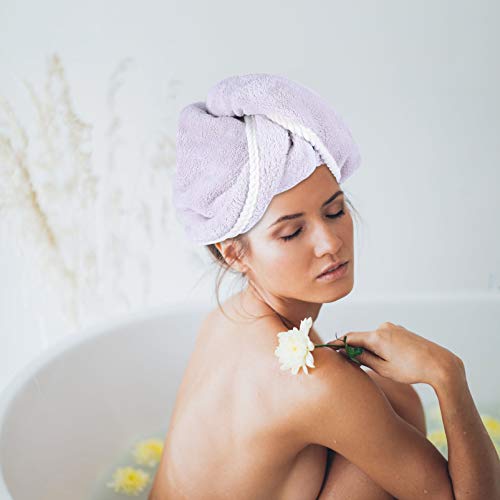Lurrose Toalha de Cabelo de Microfibra de 3 Peças de Toalha de Cabelo de Secagem Rápida Turbante de