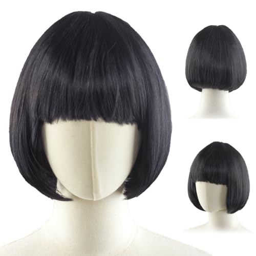 Parrucca Caschetto Cosplay Parrucca Donna Uomo Parrucca Corta, Parrucche Donna Cabaret, con Frangia Parrucca Parrucca Donna Carnevale Bob Lungo Bob Altezza Spalle Liscia Frangetta Parrucca