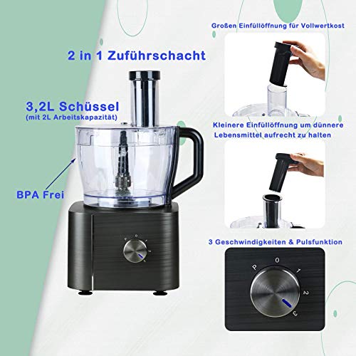 TopStrong Küchenmaschine 1100W,Küchenmaschine Multifunktions,11 Funktionen Food Chopper...