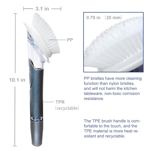 Image of CELOX Soap Dispensing Dish Scrub Brush, Dish Wand for Kitchen, Gray