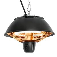Outsunny 600W Electric Heater Ceiling Hanging Halogen Light Black Frame