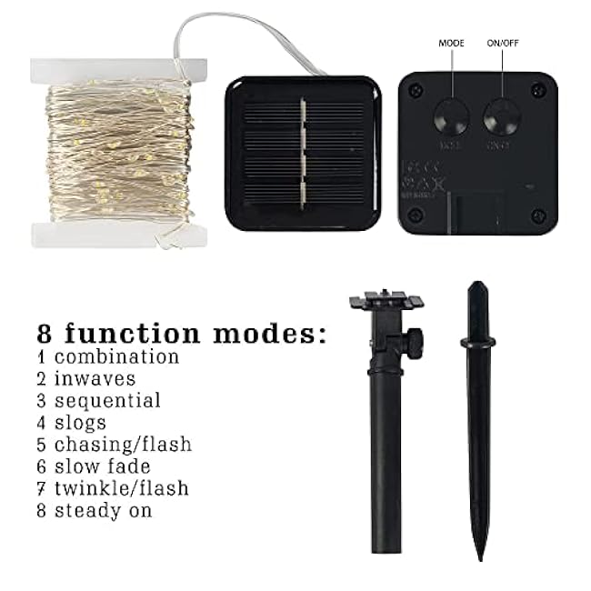 Dazzle Bright 2 Pack Solar String Lights Outdoor, Total 80FT 240LED Solar Powered Waterproof Fairy Lights 8 Modes, Silver Wire Lights (Warm White)