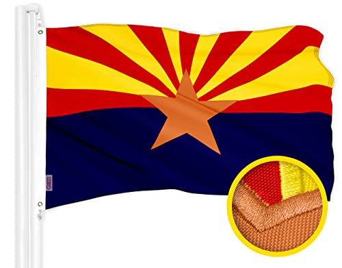 G128 Arizona AZ State Flag | 1x1.5 Ft | ToughWeave Series Embroidered 300D Polyester | Embroidered Design, Indoor/Outdoor, Brass Grommets
