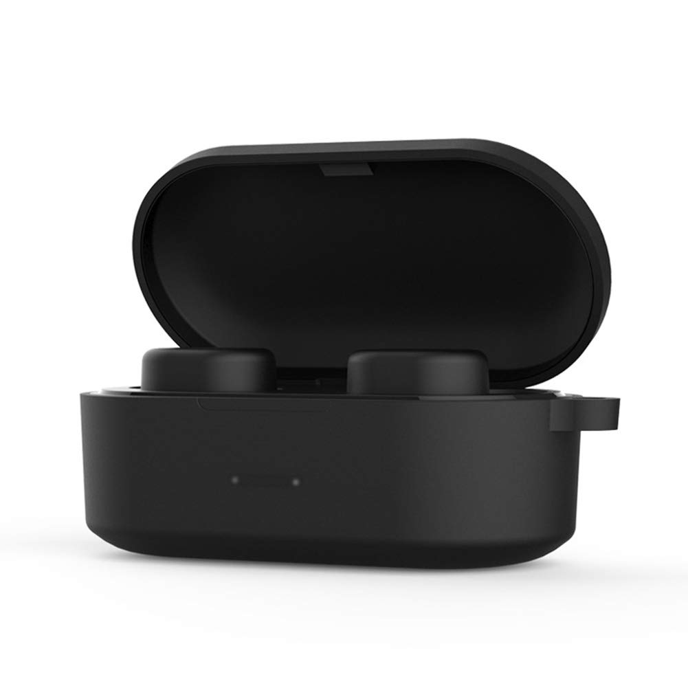 dxS8hhuo Portable for Bluetooth Earphone Silicone Protective Case Storage Box for QCY T1S/QS2/T2C - Black