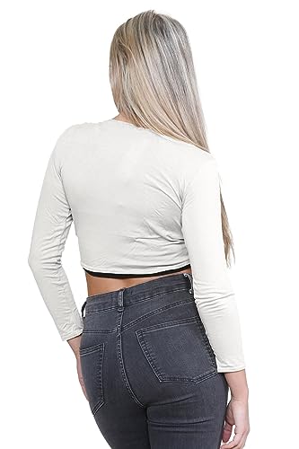 Cardigan bolero blanco manga larga chaqueta corta de punto con nudo mujer talla 52-54 3