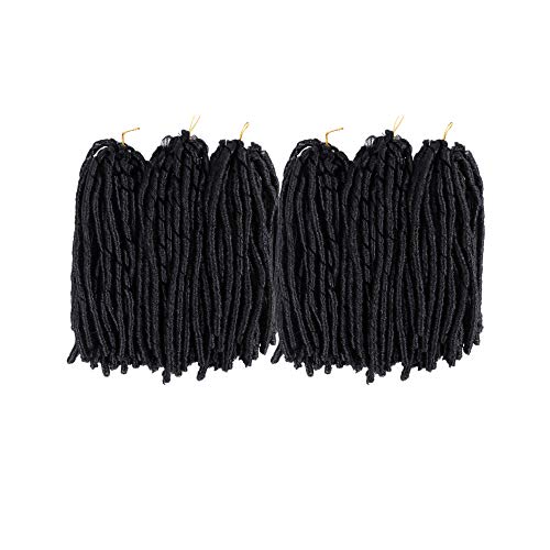YISIMEI Faux Locs 14 Inch Soft Locs Crochet Hair 6 Packs Soft Dreadlocks 90 Strands With Gifts Faux Locs Crochet Hair 14 Inch Soft Locs 6 Packs (1B)