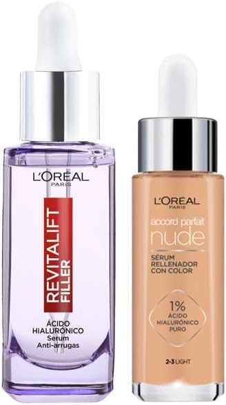 Lote de L'Oréal Paris Revitalift Filler 30 ml + L'Oréal Paris Accord Parfait Sérum Tono 2-3 Light