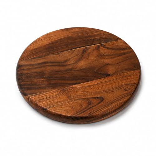 Image of Teak Wood chakla belan Set | chapati Board, (10x10x1.5 Inches) | chakla belan Stand and 2 spatulas Free I (Chakla Block Set)