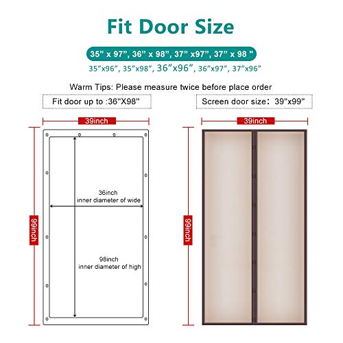 Magnetic Insulated Door Curtain 39" x 99", IKSTAR EVA Thermal Door Cover, Full Frame Hook&Loop, Pets Kids Walk Through Freely, Enjoy Cool Summer & Warm Winter for A/C Bed Room, Kitchen, Stair - Brown - Thumbnail 5