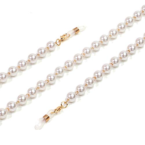 COLORFUL BLING Face Mask Holder Chain Necklace Strap Pearl Mask Lanyard Around The Neck Eyewear Reading Eyesglass Sunglasses Retainer Chain for Elderly Women Girls-C 8MM