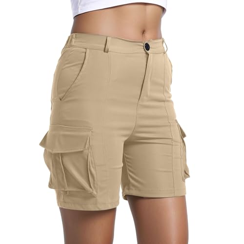 Short cargo femme taille élastique pantacourt été multipoches décontracté