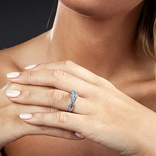 Metal Masters 1.50 Carat Round Cubic Zirconia Past, Present, Future Sterling Silver 925 Wedding Engagement Ring4