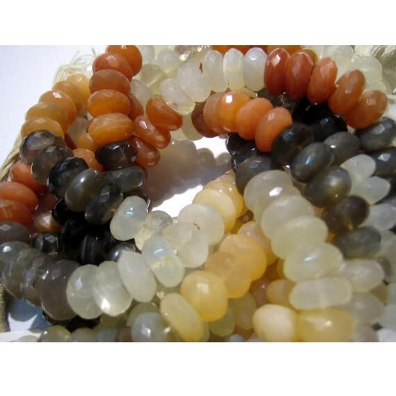 Pierre de lune perles rondelles facettées multicolores LKBEADS de 10mm pour création de bijoux