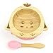 Cozy Vibe Süßes Küken Süßer Wal Baby Saugnapf-Schüssel mit passendem Löffelset, Standfeste Saug-Fütter-Schüssel, aus naturbelassenem Bambus,Umweltschutz (Pink)
