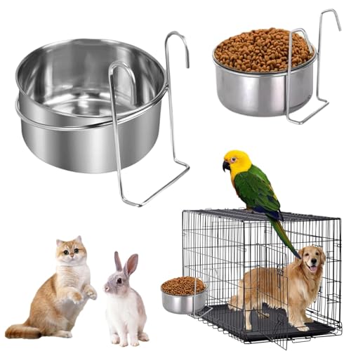 2* Ciotola per cani da appendere,ciotola da appendere,Ciotole per animali domestici da appendere,Ciotola in Acciaio Inox con Supporto,Ciotola per Uccelli in Acciaio Inox,Adatto a gatti,piccoli animali