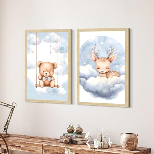 Image of ArtX Wall Paintings For Kids Room, Wall Frame, Decoration Items, 12x18 inch (A3+) Size, Multicolor, Synthetic Wood, Set Of 2