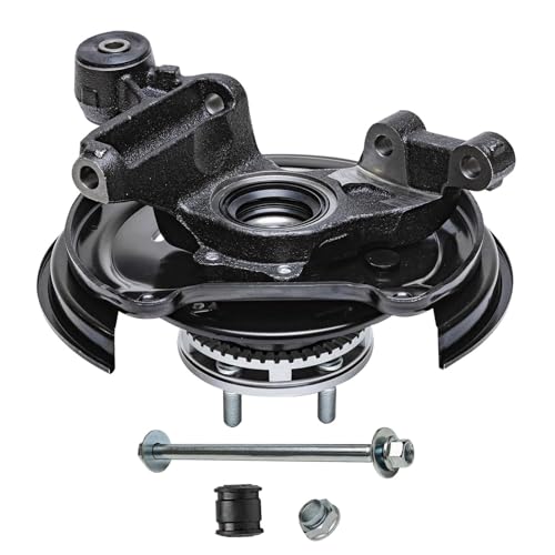 Image of Detroit Axle - Rear 2pc Steering Knuckles for 2001-2008 Subaru Forester w /Rear Disc Brakes, 2 Steering Knuckles & Wheel Bearing Hubs Assembly 2002 2003 2004 2005 2006 2007 Replacement
