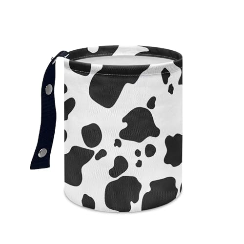 Image of Cow Print Car Garbage Can Waste Basket for Cars - Back Seat, Floor, or Hanging Headrest Cars Accessories Interior Road Trip Essentials