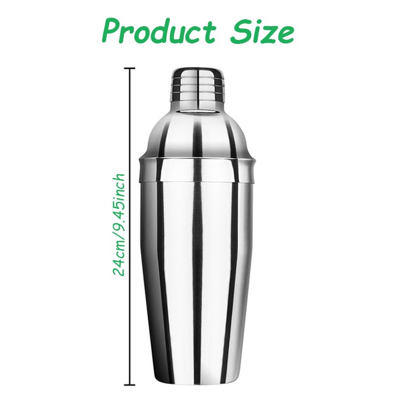 Set de cóctel 750 ml / 25 oz, coctelera de acero inoxidable con colador y vaso medidor, 25 piezas