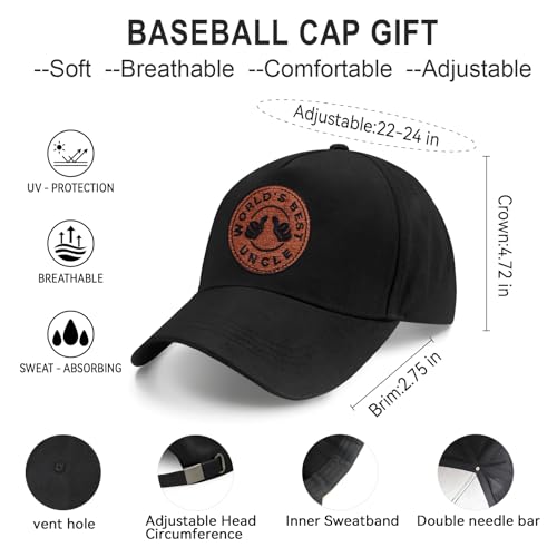 Image of Men's Embroidered Adjustable Baseball Cap, World's Best Uncle Hat, for Uncle