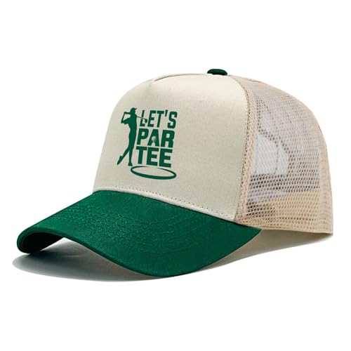 Image of Over Par and Under The Influence Golf Hat - Funny Golf Gag Gifts for Men & Dad | Adjustable Vintage Trucker Baseball Cap