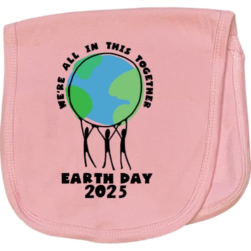 inktastic We're All in This Together Earth Day 2025 Baby Burp Cloth Pink 45022