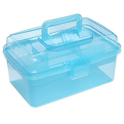 Clear Blue Multipurpose First Aid, Arts & Craft Supply Case/Storage Container Box w/Removable Tray