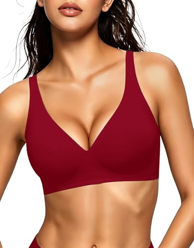 Image of Gailife Deep V Jelly Bras for Women No Underwire Wireless Seamless Push Up Bra Comfort Support Plunge Bralette Full Coverage