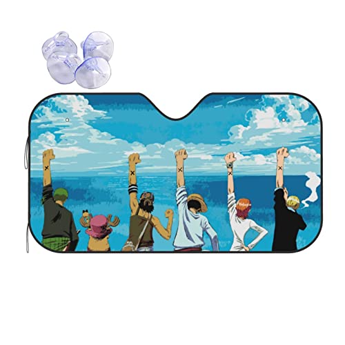 ワンピース サンシェード 車 フロントサンシェード 遮光 断熱 吸盤 紫外線対策 日除け 夏 キャラクター アニメ グッズ 雑貨 かわいい おしゃれ 車内 130×70cm 140×76cm