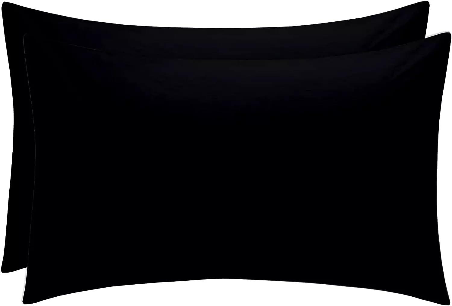 Housewife Pillowcases 2 Pack – Soft Hypoallergenic Polycotton Pillow Covers | Wrinkle-Free, Fade Resistant | Matching with Fitted Sheets | Standard 50 × 75 cm (Black)