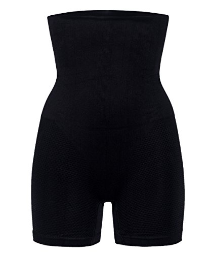 FUT Womens Shapewear Bodysuit High Waist Tummy Control With Butt Compression Shorts, Black, Medium / Large