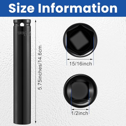 Image of 4 Pcs 6 Spline 15 /16 inch Socket Truck Cage Bolt Truck Tools Extra Deep 15 /16 inch Socket 1 /2 inch Drive