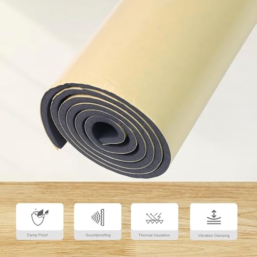 Image of Closed Cell Insulation Neoprene Foam Sheet, 13 in x 80 in x 3 /4 in Soundproof Foam Rubber Sheet with Adhesive, Multi-Function Waterproof Foam Padding