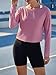 Long Sleeve Crop Workout Tops for Women Round Neck Gym Shirts Woman Fall Fashion Yoga Running Backless Top Pink M