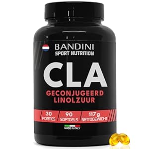 Bandini® CLA 3000mg Geconjugeerd linolzuursupplement | Pure saffloerolie, bron van omega 6 vetzuren | Voor sport, fitness en training | Hoge dosering (3 softgels) | 90 softgels