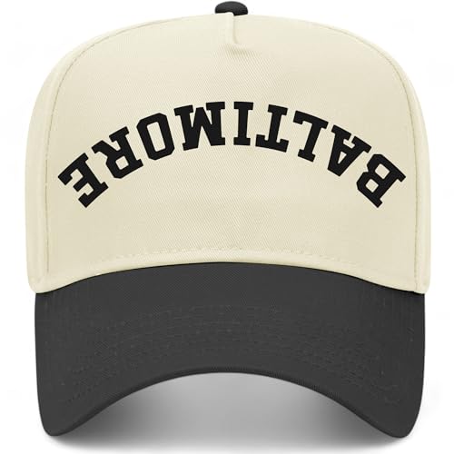 Baltimore Upside Down Reversed Vintage Trucker Hat | Premium Adjustable Snapback Baseball Hat for Men & Women (US Alpha One Size Black/Natural)