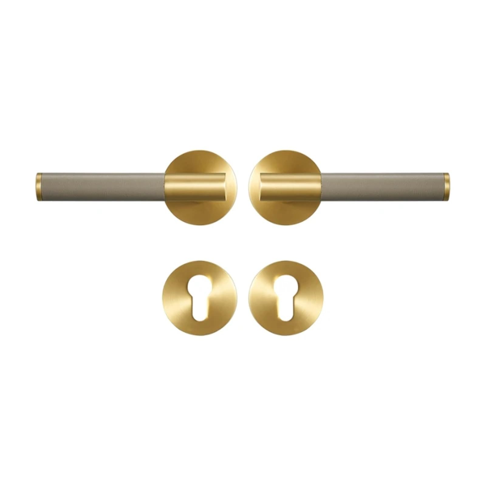 Serratura a leva per porta in pelle e ottone, per interni in legno, 1 pezzo (DUMMY-Grey)